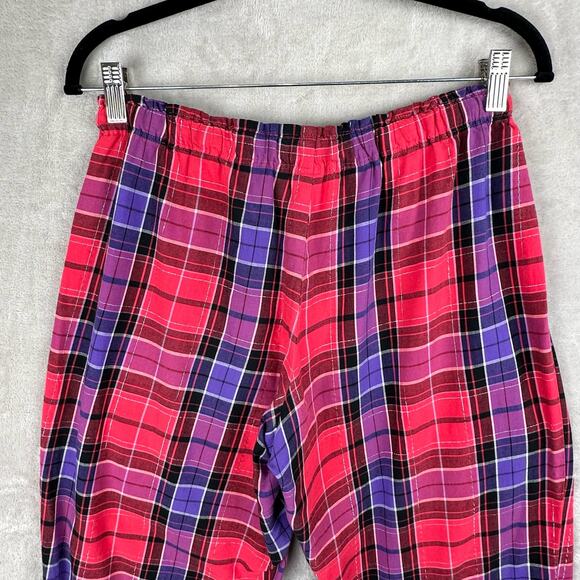 Victorias Secret Pajama Set Women Small Red Metallic Plaid Flannel Pants Holiday - Picture 11 of 16